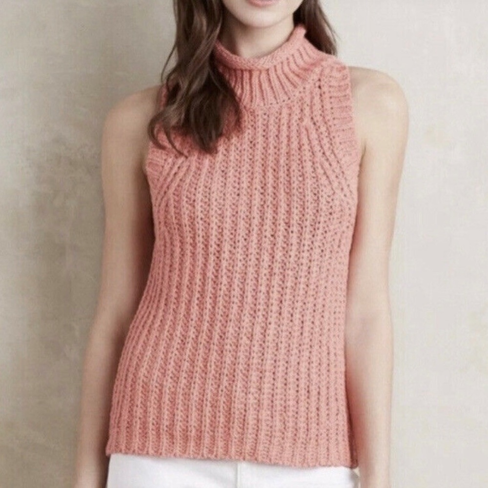 NWT! ANTHROPOLOGIE - Sleeveless Cream Turtleneck Sweater